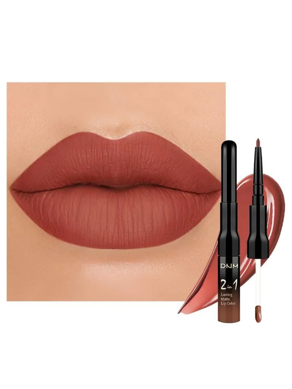 36#-Reddish Brown 2-in-1 Waterproof Long Lasting Double-Ended Liquid Lipstick
